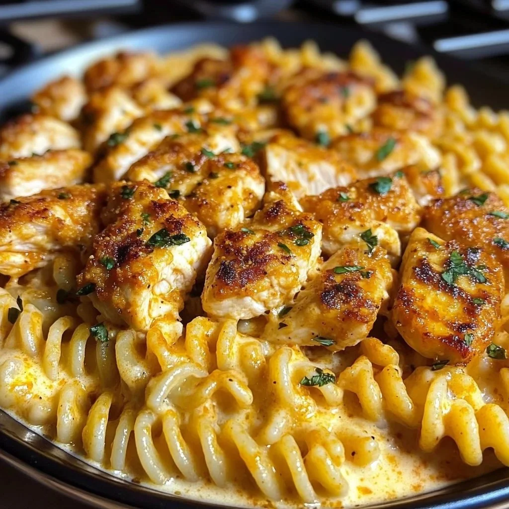 Creamy baked Velveeta bowtie pasta with Italian beef marinara in a casserole dish.