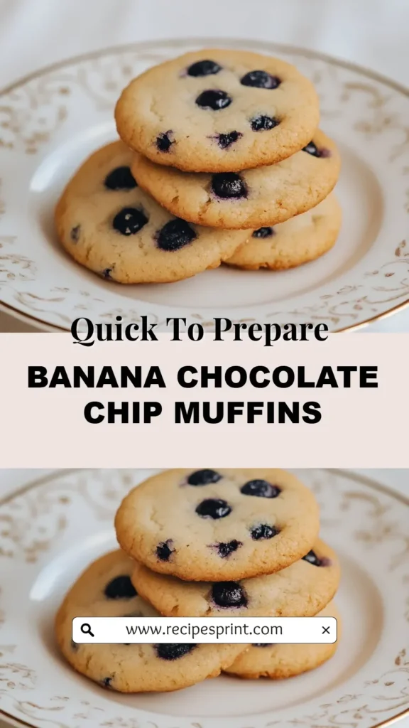 Freshly baked banana chocolate chip muffins on a kitchen counter