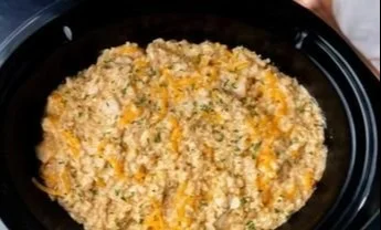 Crock Pot Chicken and Rice dish served with vegetables