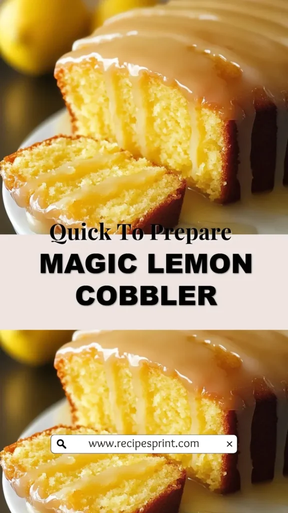 Delicious Magic Lemon Cobbler fresh from the oven, topped with a crispy crust.