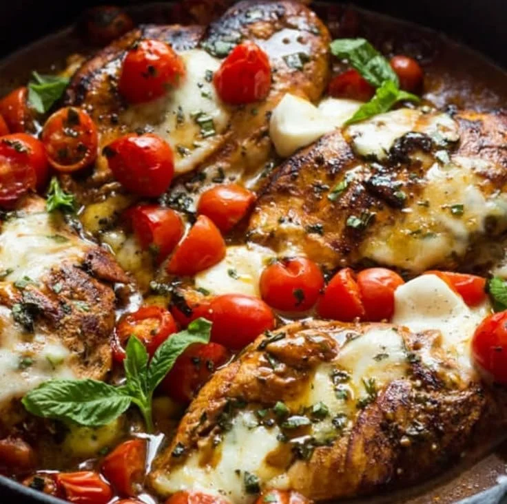 One-Pan Juicy Chicken with Balsamic Sauce served on a plate