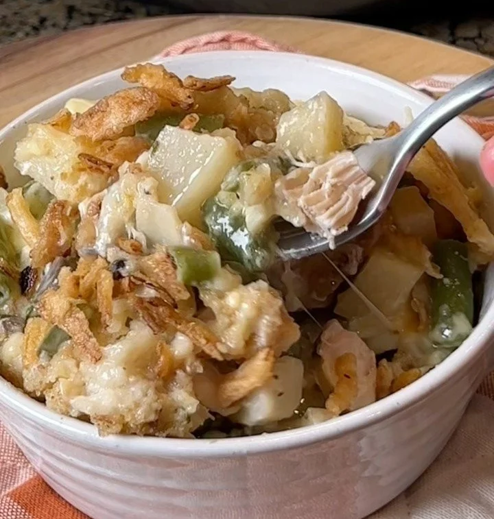 Delicious Thanksgiving Casserole ready to serve at a festive dinner table