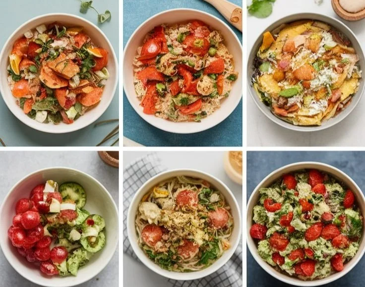 Delicious no-cook summer meals displayed on a colorful platter.