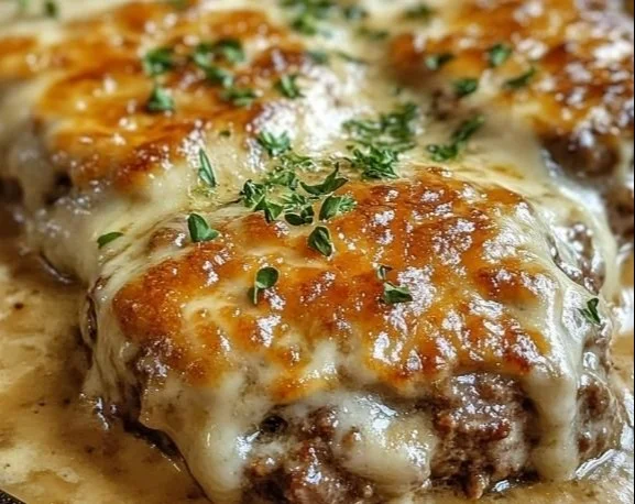 Amish Hamburger Steak Bake served with side dishes