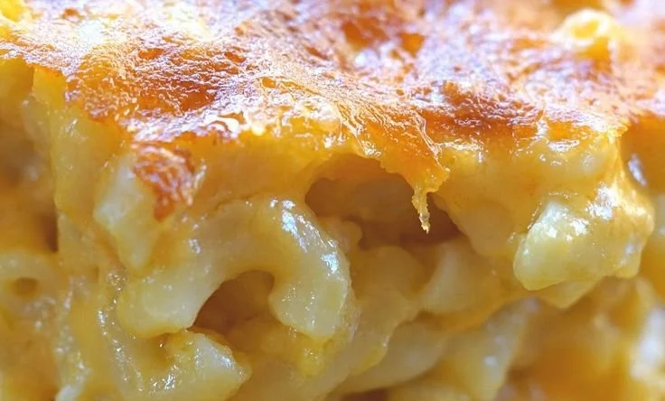 Baked Mac and Cheese with a crispy topping and melted cheese