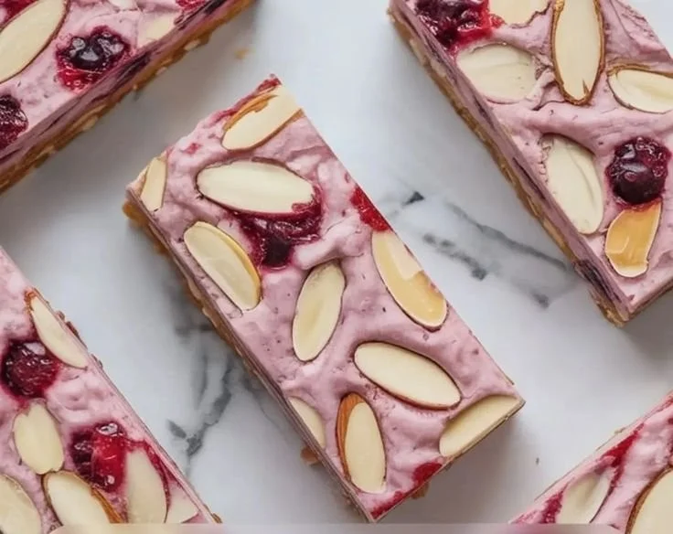 Homemade Berry Almond Protein Bars with nuts and berries