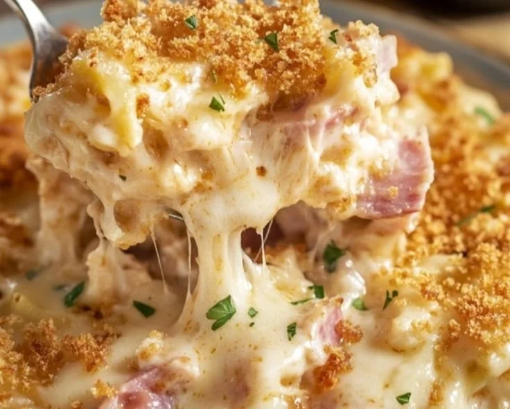 Juicy Chicken Blue Ribbon dish served on a plate with fresh herbs