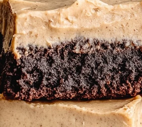 Delicious frosted coffee brownies topped with rich chocolate frosting