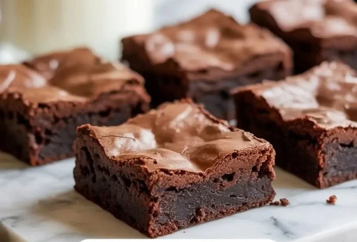 Delicious gluten free fudgy brownies topped with chocolate