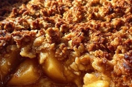 Delicious Pioneer Woman Apple Crisp topped with oats and cinnamon