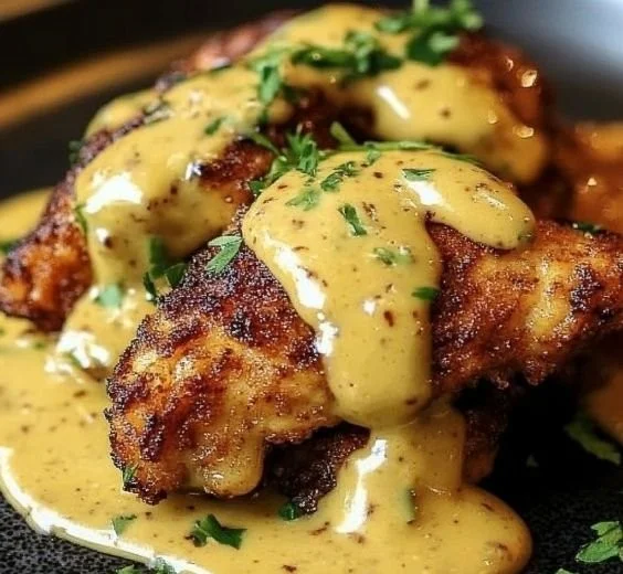 Crispy Pretzel Chicken with a golden brown crust served on a plate