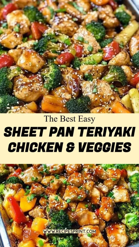 Sheet pan teriyaki chicken with colorful veggies ready to serve