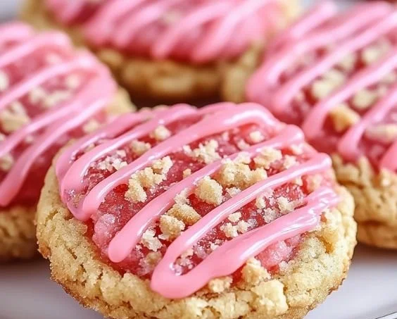 Delicious Strawberry Crunch Cookies with vibrant strawberry topping