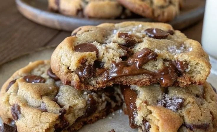 Ultra Thick Bakery Style Chocolate Chip Cookies with Crispy Edges and Gooey Centers