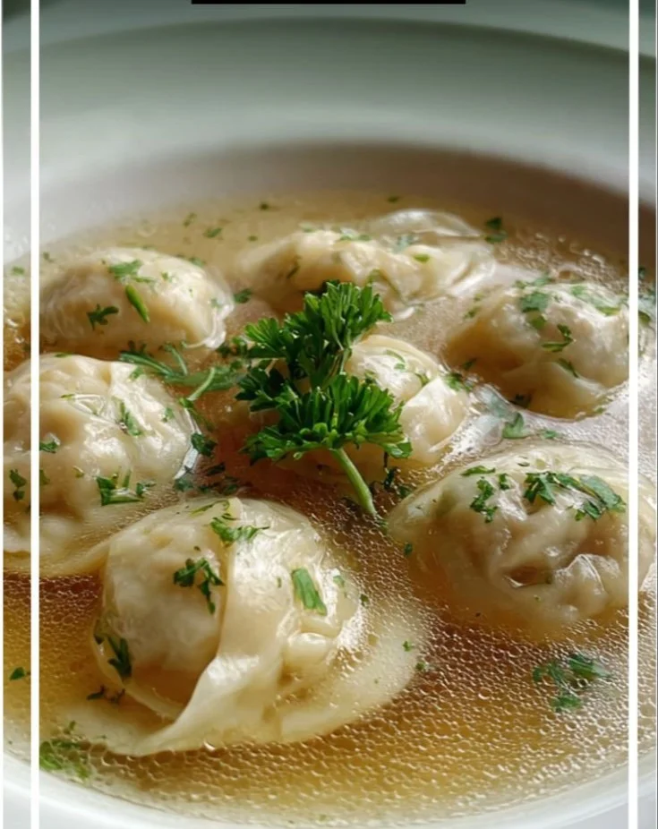 A plate of traditional Azerbaijani dumplings filled with meat and herbs.