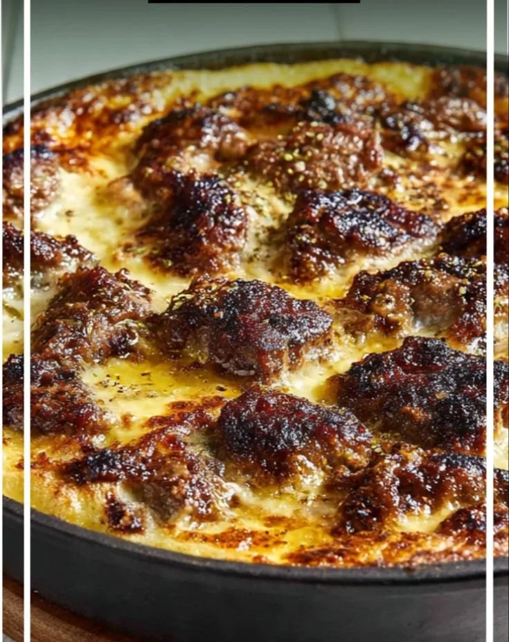 Baked Yogurt with Rice served in a bowl topped with fruits and nuts