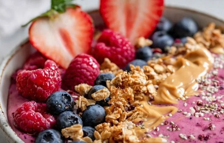 Delicious and colorful Berry Bowl filled with fresh berries and fruits
