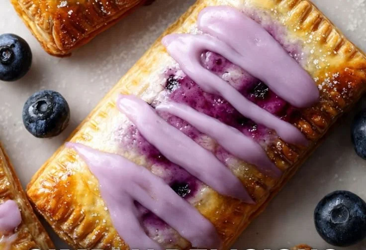 Delicious Blueberry Pop Tarts with vibrant blueberry filling and frosting.