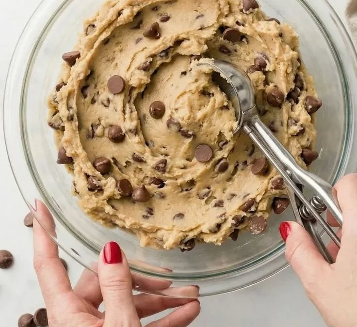 Bowl of safe and delicious edible cookie dough ready to be enjoyed