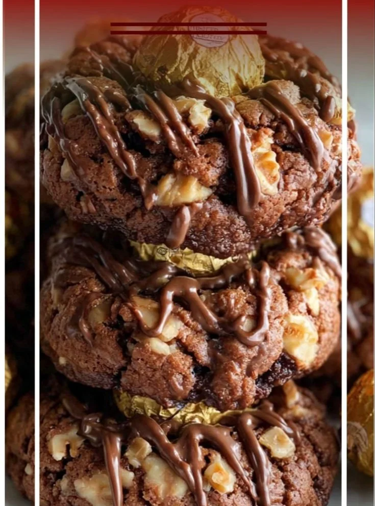 Delicious Ferrero Rocher Nutella cookies on a plate