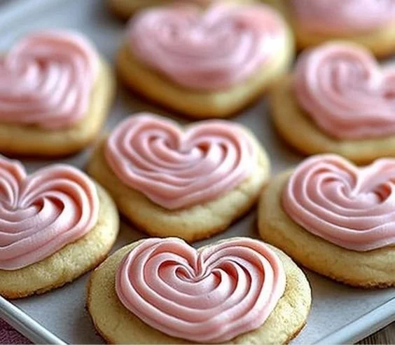 Heart-shaped sugar cookies decorated with icing for Valentine's Day