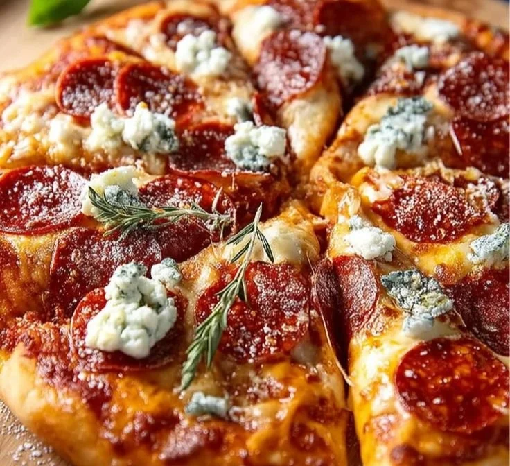 Hot Honey Pepperoni Ricotta Pizza with vibrant toppings