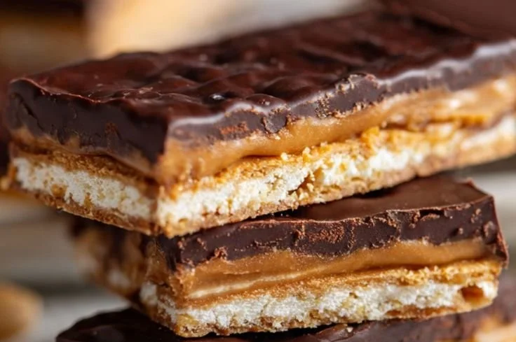 Delicious Nutty Buddy Bars with nuts and chocolate on a wooden table.