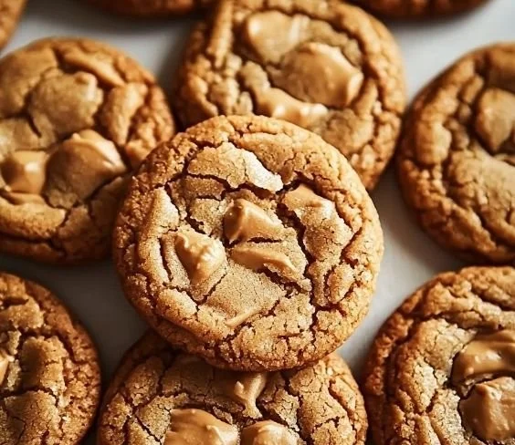 Freshly baked peanut butter cookies on a plate, perfect for snacking.