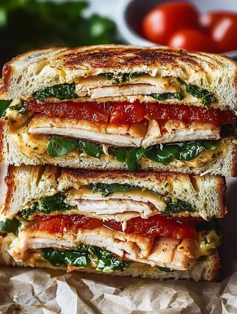 Delicious Turkey Pesto Sandwich with fresh ingredients and pesto spread