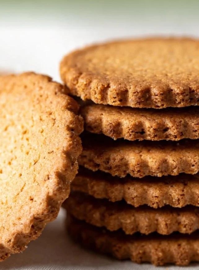 Plate of homemade digestive biscuits baked to perfection