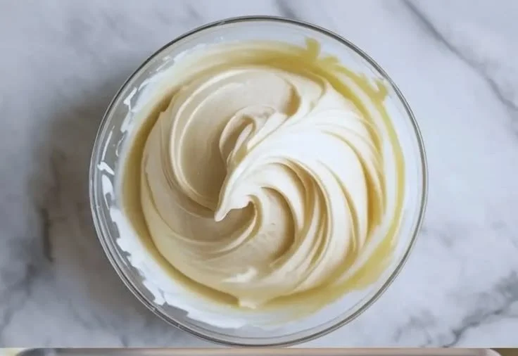 Delicious homemade sour cream frosting spread on a cake