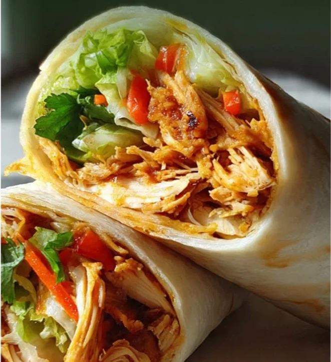 Delicious Vietnamese chicken wraps with fresh vegetables and herbs