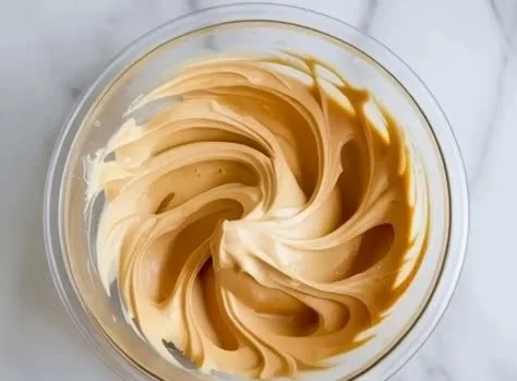 Delicious Brown Butter Cream Cheese Frosting spread on a cake.