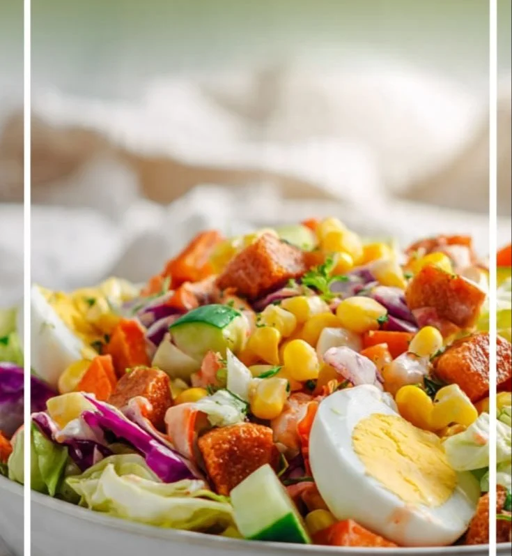 A vibrant Easy Nigerian Salad with fresh vegetables and dressing