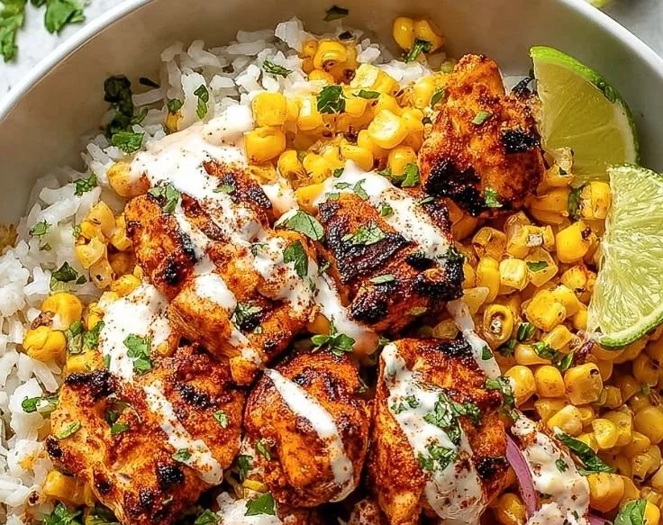 Delicious Easy Street Corn Chicken Bowl with fresh ingredients
