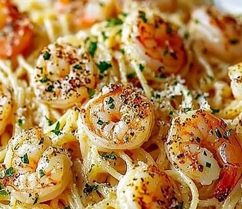 Delicious garlic butter shrimp scampi pasta served in a bowl