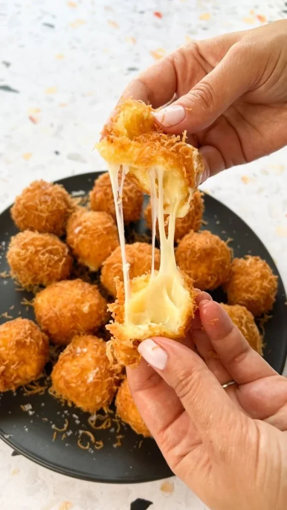 Crispy Kataifi Mozzarella Cheese Balls served on a platter