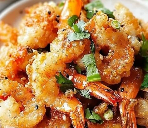 Delicious salt and pepper crispy shrimp served with dipping sauce