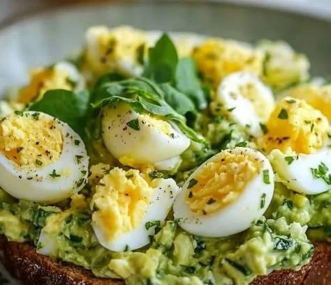 Mediterranean Avocado Egg Salad with fresh ingredients and vibrant colors