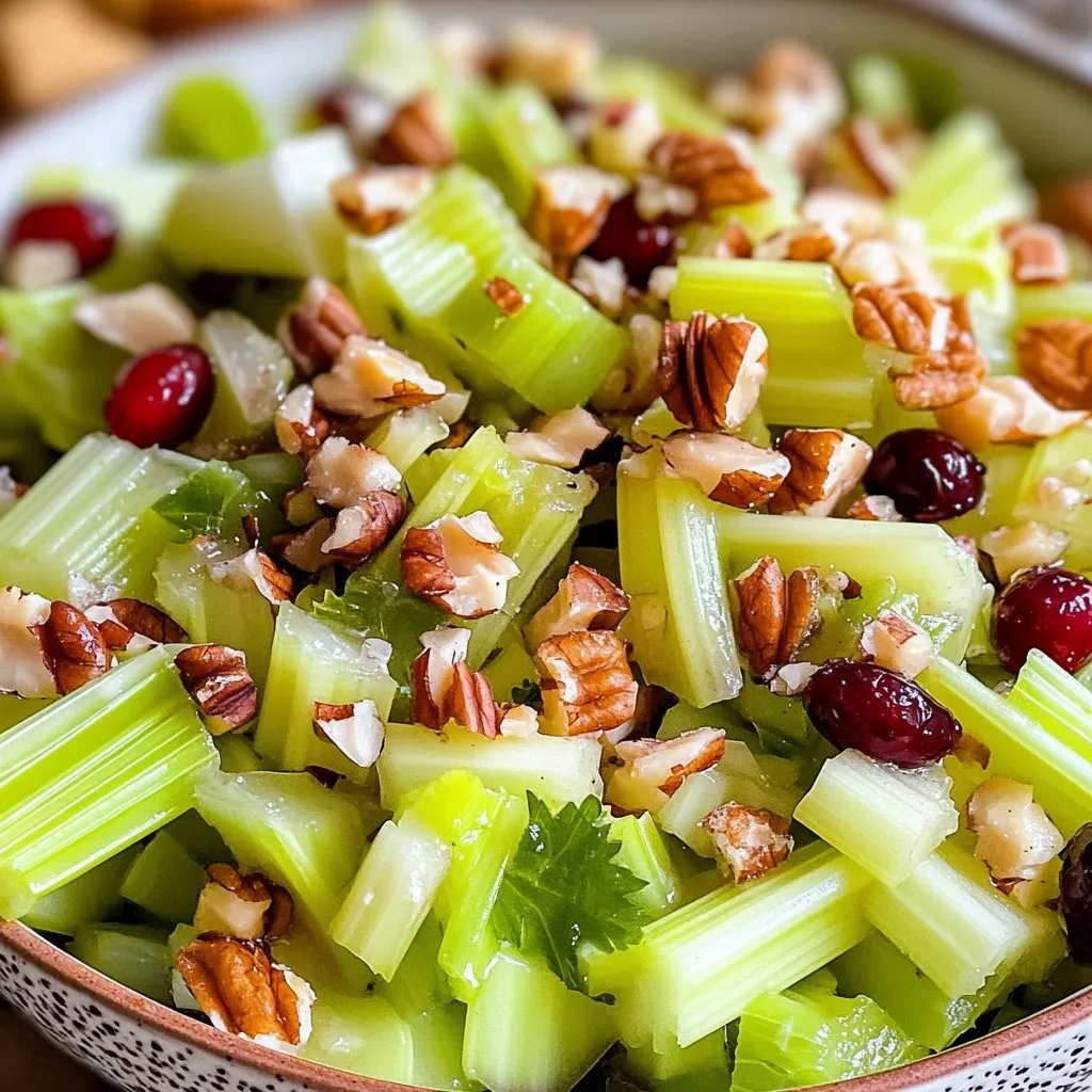Thanksgiving celery walnut salad with fresh celery and toasted walnuts