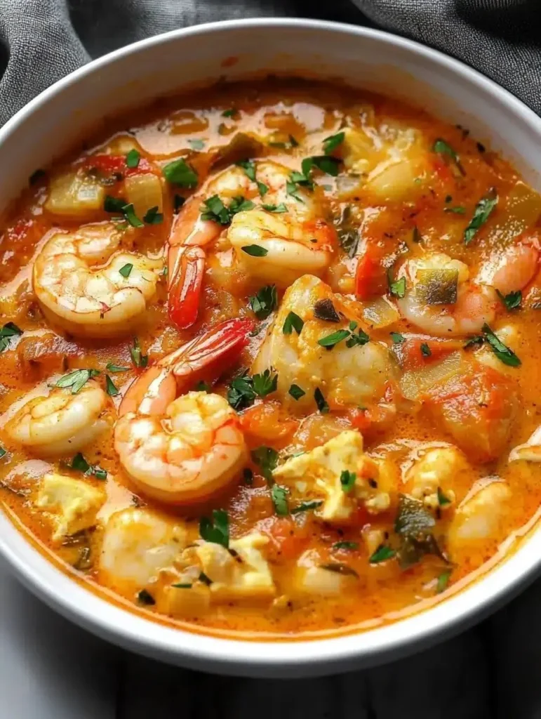 Delicious Brazilian shrimp stew served in a bowl with fresh ingredients.