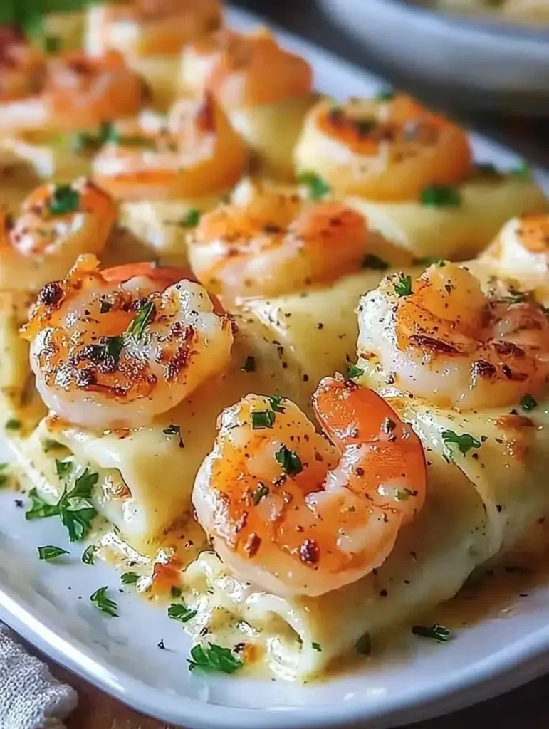 Creamy garlic parmesan shrimp roll-ups recipe with delicious seafood filling