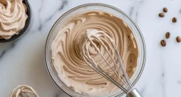 Espresso whipped cream atop a coffee drink, enhancing flavor and presentation.