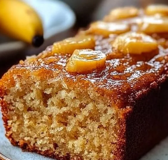 Delicious slice of Hawaiian Banana Bread topped with nuts and tropical fruits
