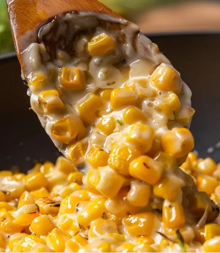 Honey Butter Skillet Corn dish served in a cast iron skillet