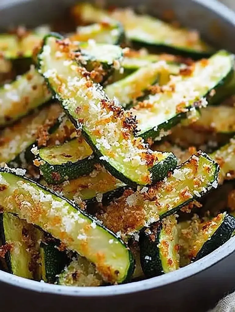 Crispy Parmesan Zucchini Fries served on a plate with dipping sauce