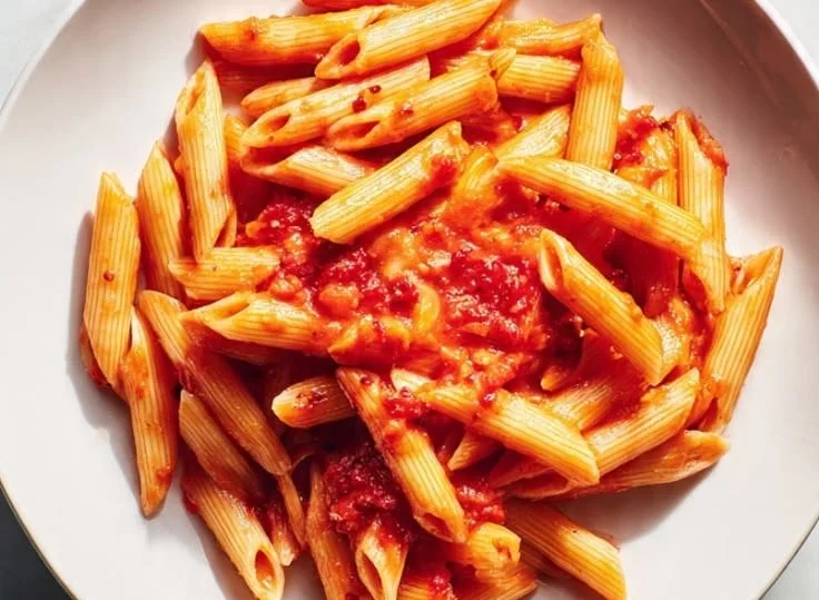 Delicious plate of Pasta with Nada garnished with herbs and spices