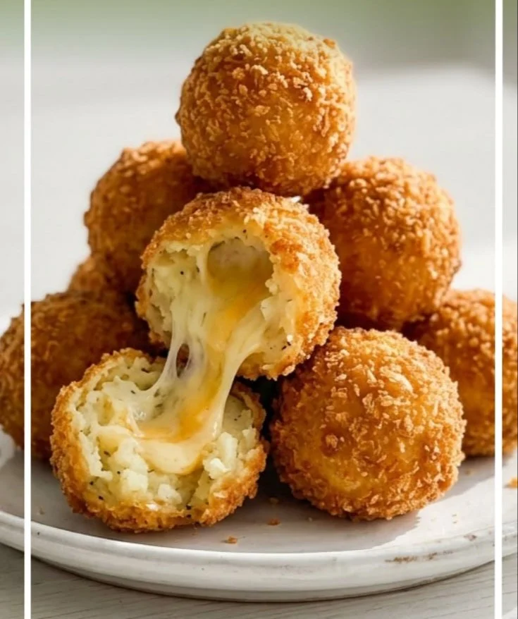 Delicious cheesy potato balls that are crispy on the outside and soft on the inside.