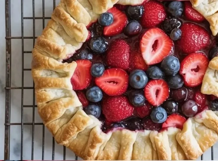 Delicious Fourth of July berry galette with fresh berries and flaky crust