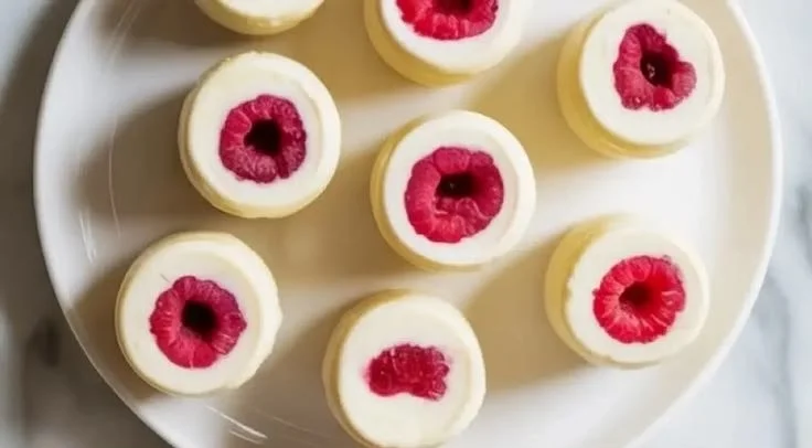 Delicious Frozen Yogurt Raspberry Bites, a refreshing no-bake dessert treat.